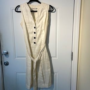 Zara Basic Ivory V-Neck Sheath Dress